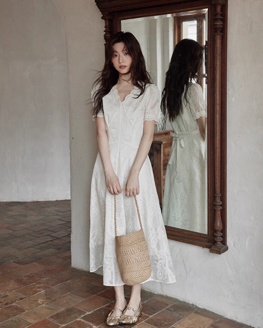 French Lace Flare Dress SMS0017