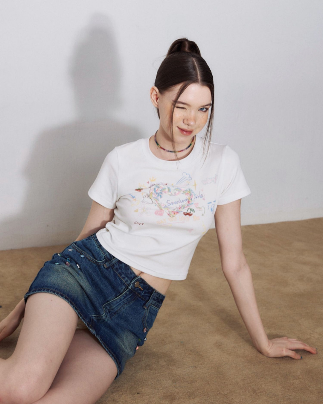 Heart Print Short Tops ZZF0220