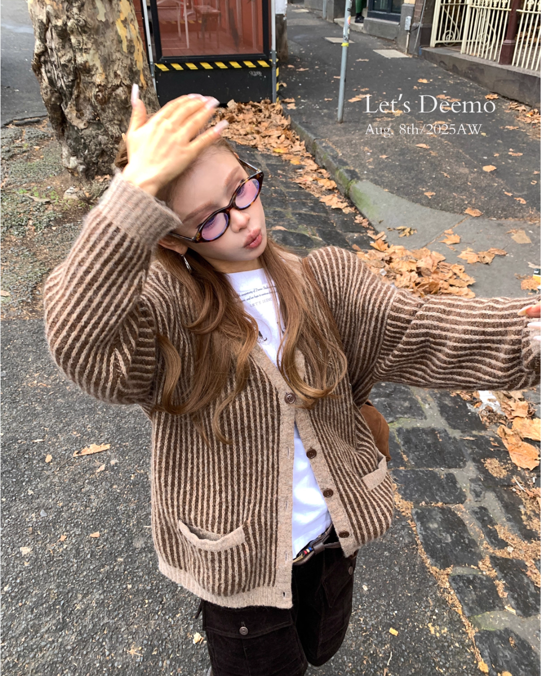 V-Neck Striped Cardigan DEM0017