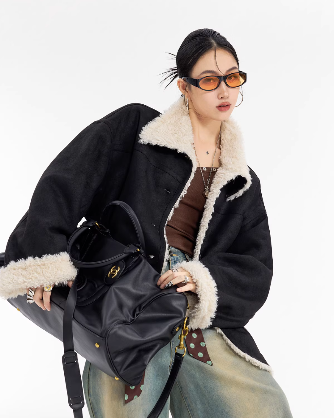 Stand Collar Mouton Coat ICM0106