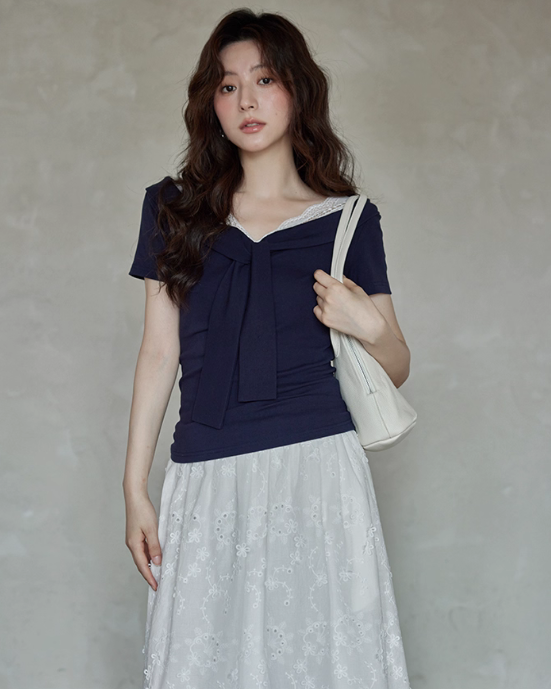 V-neck Navy Blue Dress SMS0025