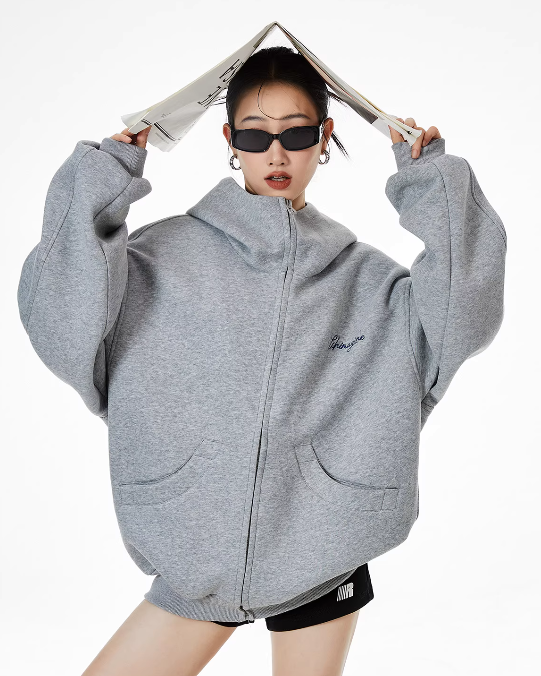 Retro Plaid Stitched Zip Hoodie ICM0069
