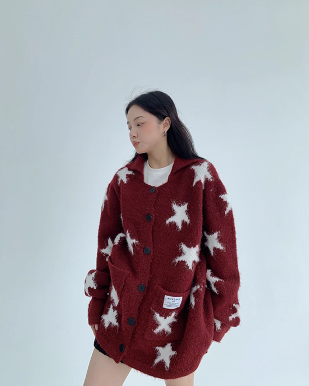 Star-Patterned Knit Cardigan YLS0952
