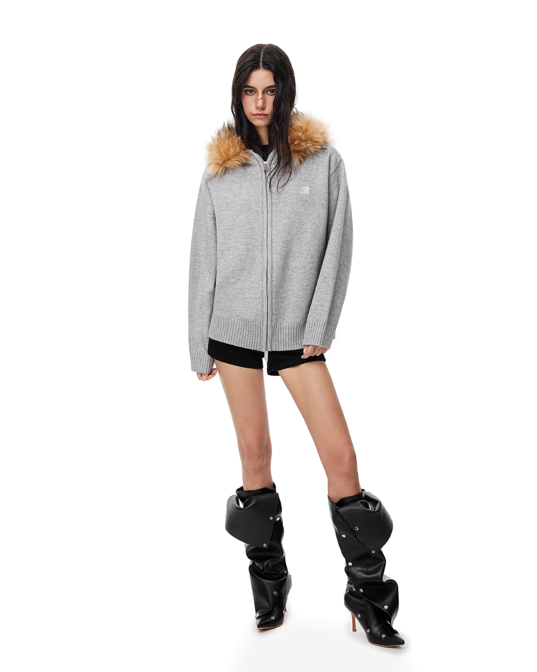 Fur Collar Zip Jacket FDR0009