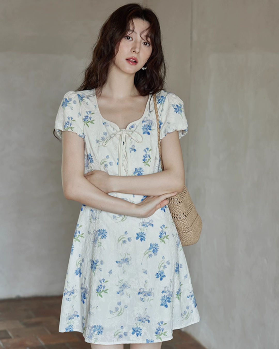 Puff Sleeve Floral Mini Dress SMS0021