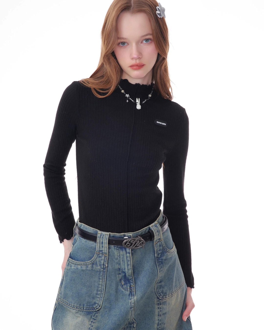 High Neck Mellow Ruffle Inner Top ZZF0344