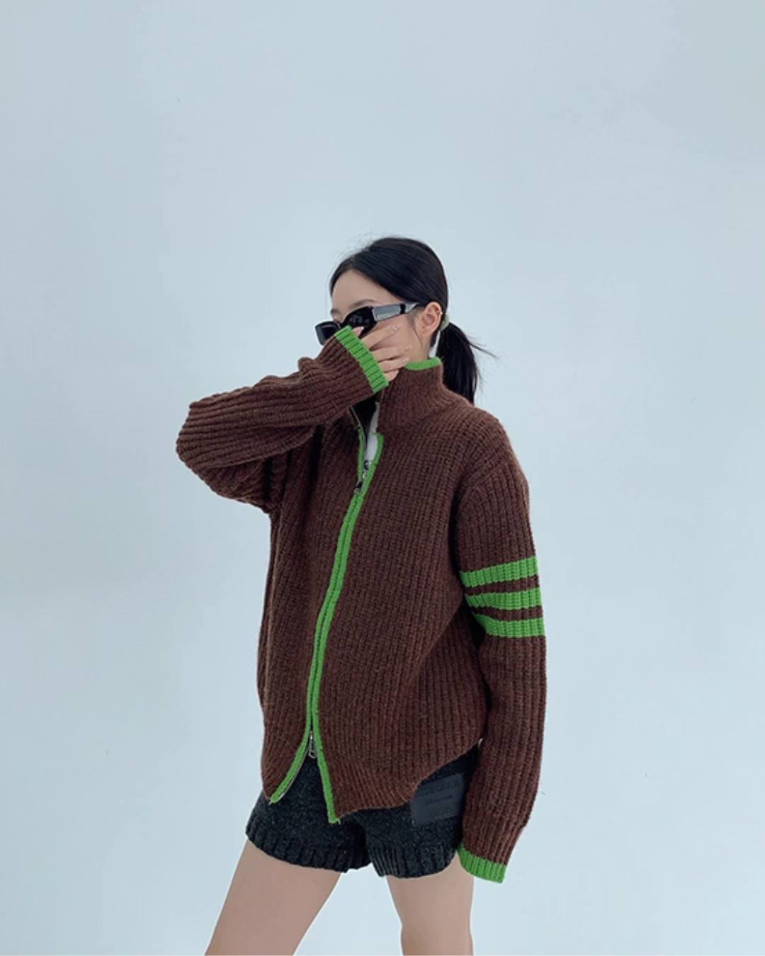 Stand Neck Double Zip Knit YLS0968
