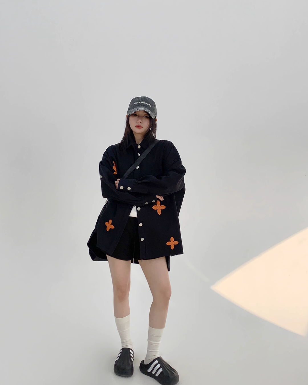 Flower Embroidery Long Shirt YLS0790