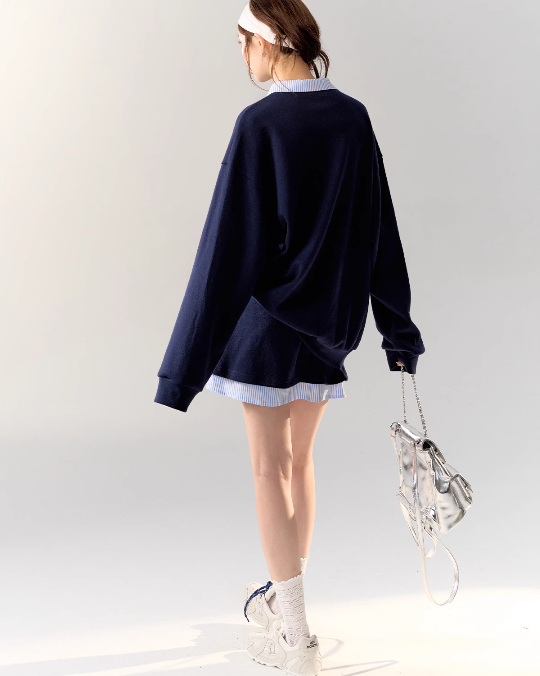 Retro Preppy Collar Sweat Tops / Mini Skirt ASG0009