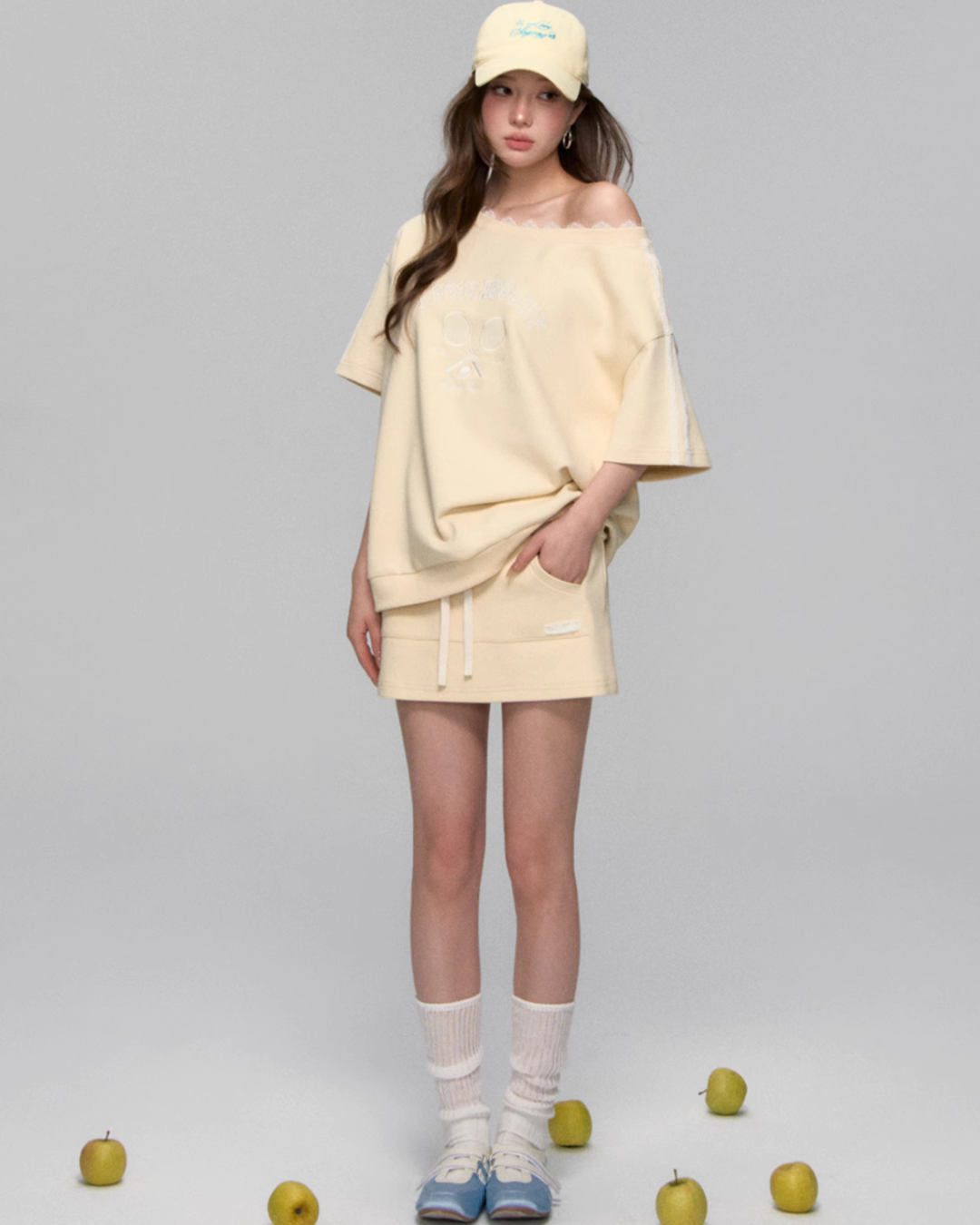 One Shoulder Sweat Top / Sweat Mini Skirt ASG0044