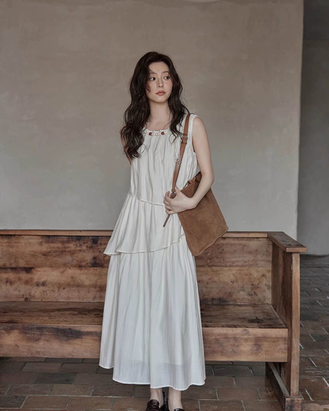 Asymmetrical Tiered Dress / Summer Knit Cardigan SMS0001
