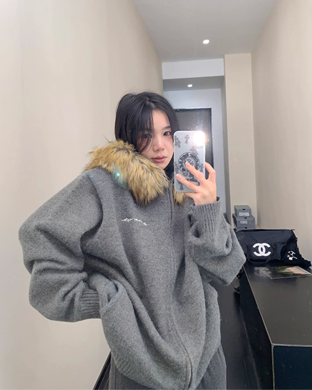 Fur Hood Knit Hoodie YLS0979