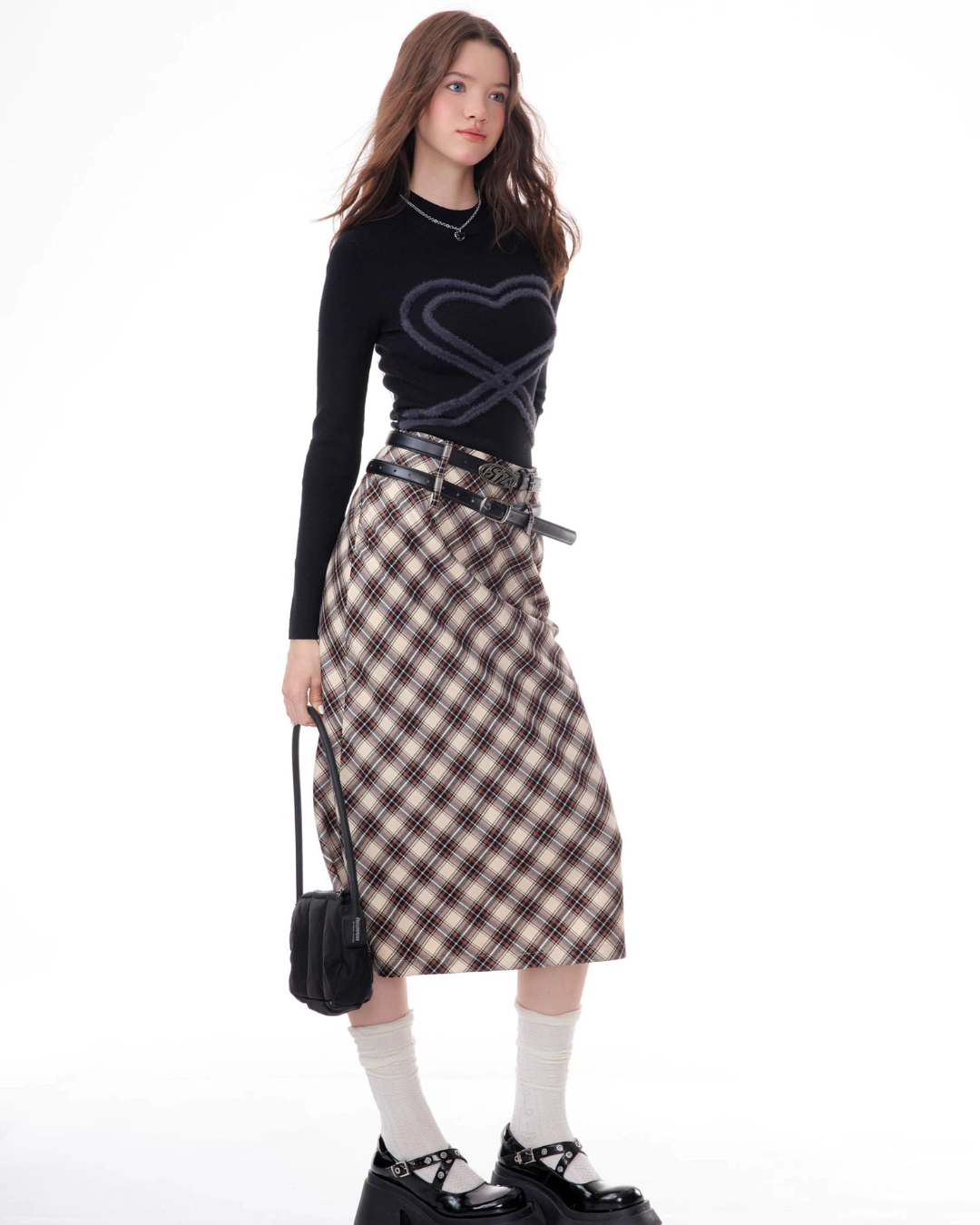 Retro Heart Slim Tops ZZF0348