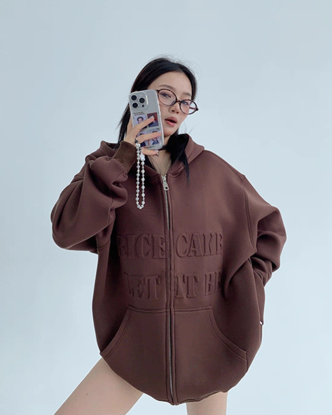 Embossed Logo Zip Hoodie YLS0910