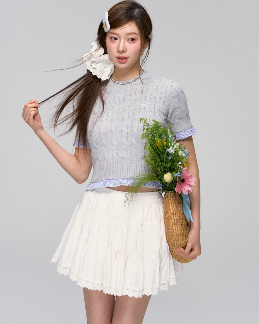 Cable Short Sleeve Knit ASG0027