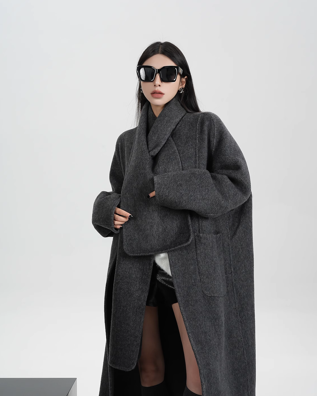 Collarless Long Coat SRS0314