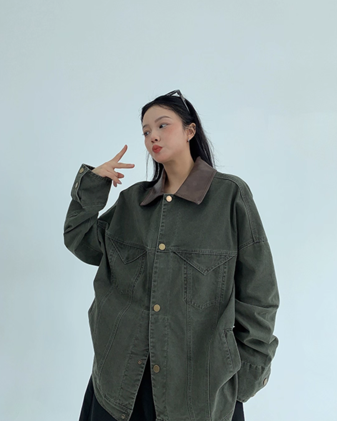 Leather Collar Military Jacket YLS0914