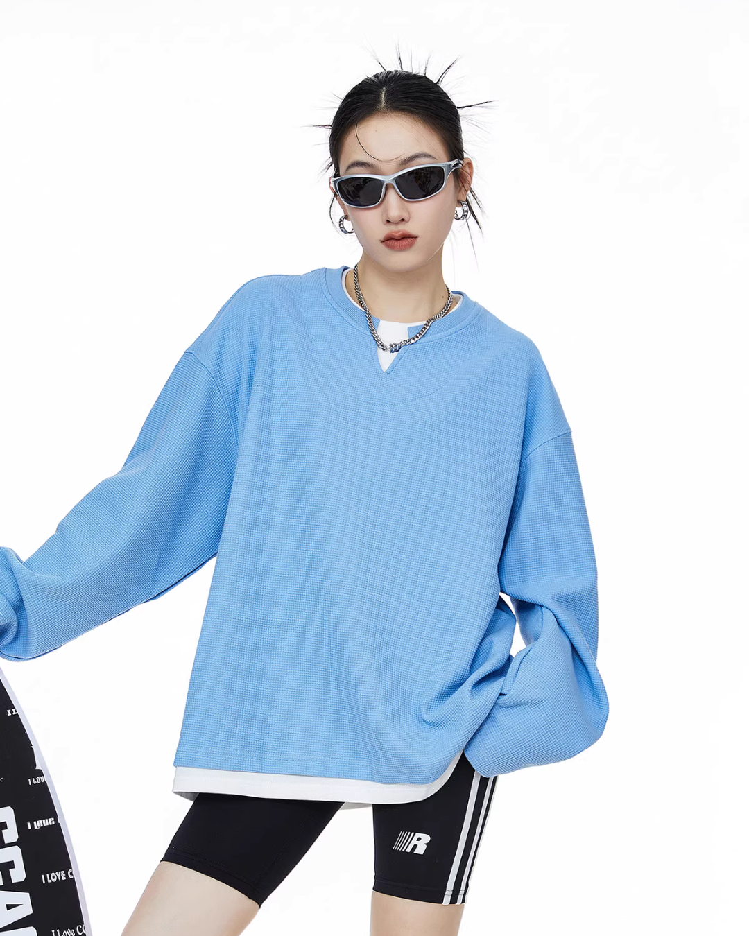 Henry Neck Long Sleeve Top ICM0078