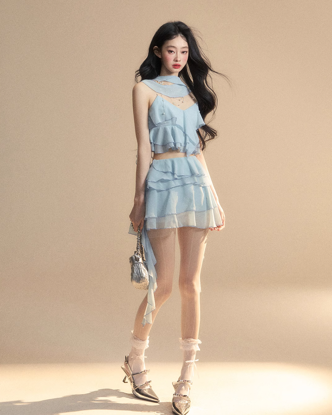 Chiffon Ruffle Tops / Chiffon Skirts LAS0019