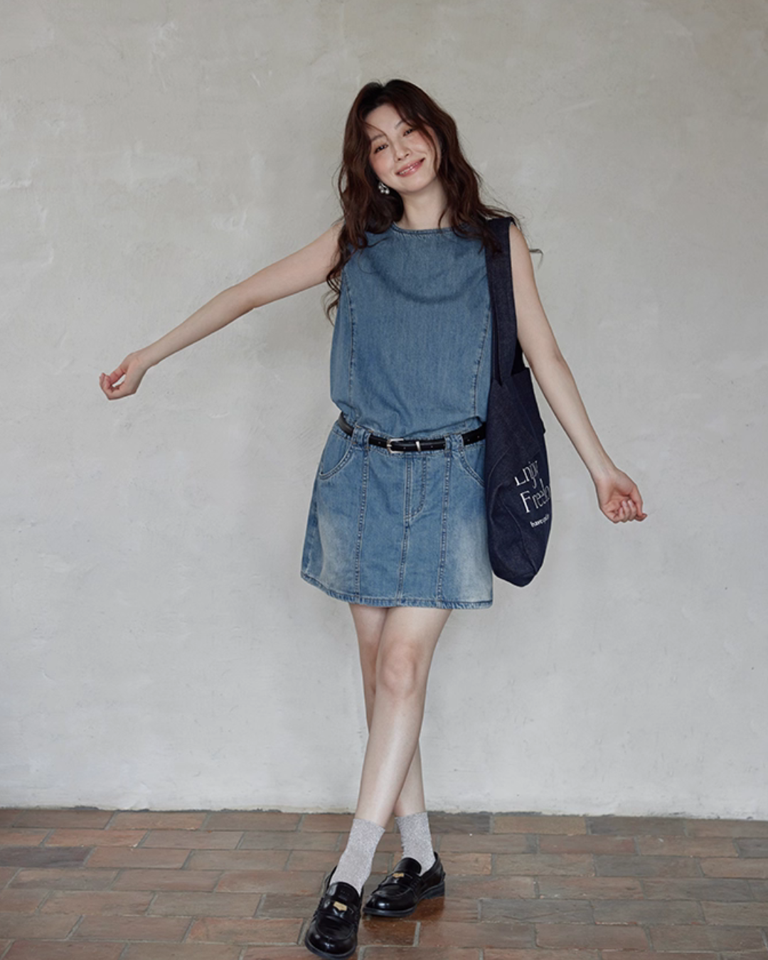 Sleeveless Denim Mini Dress SMS0016