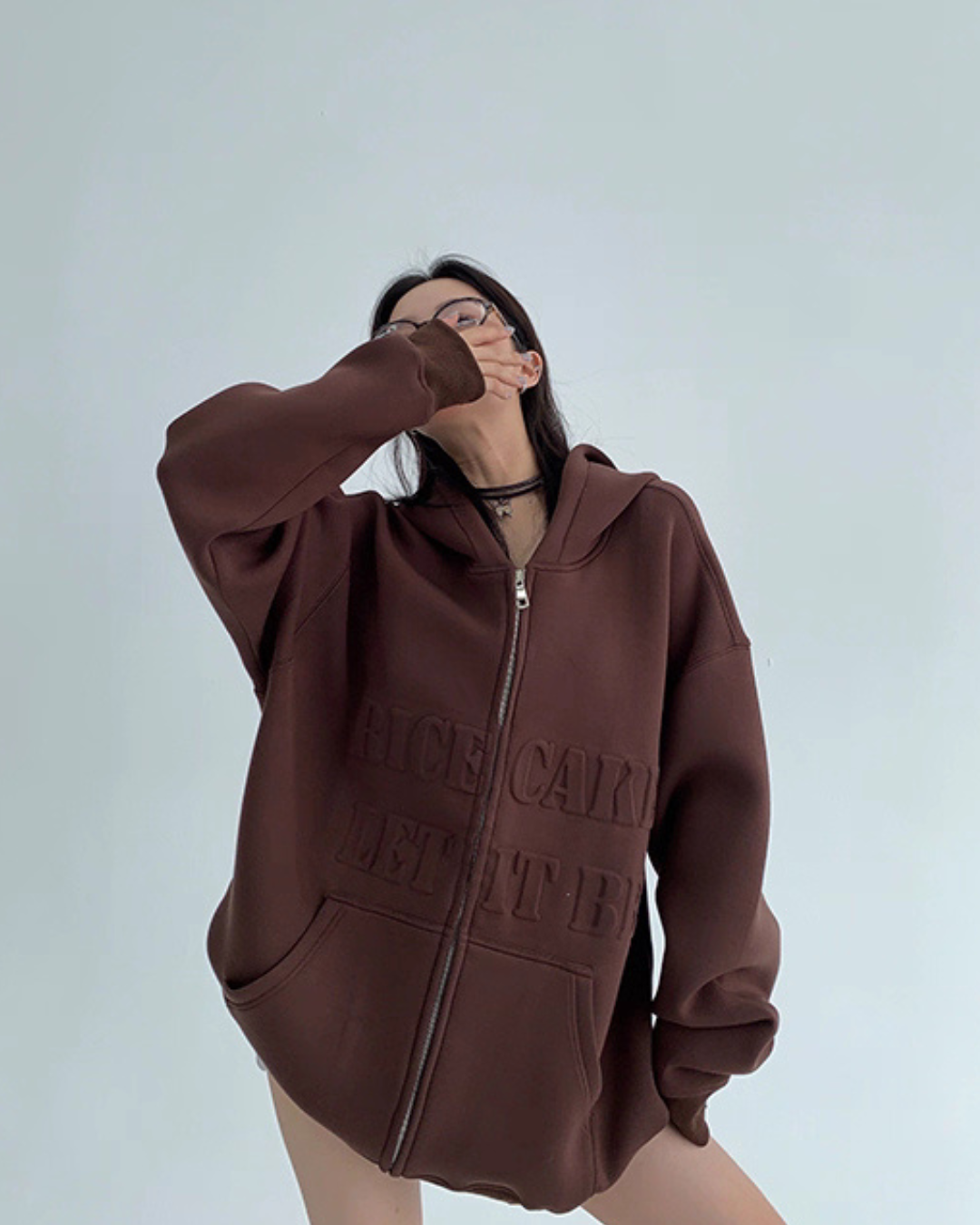 Embossed Logo Zip Hoodie YLS0910