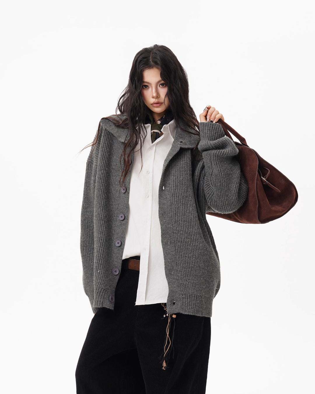 Stand Collar Knit Cardigan BWA0004