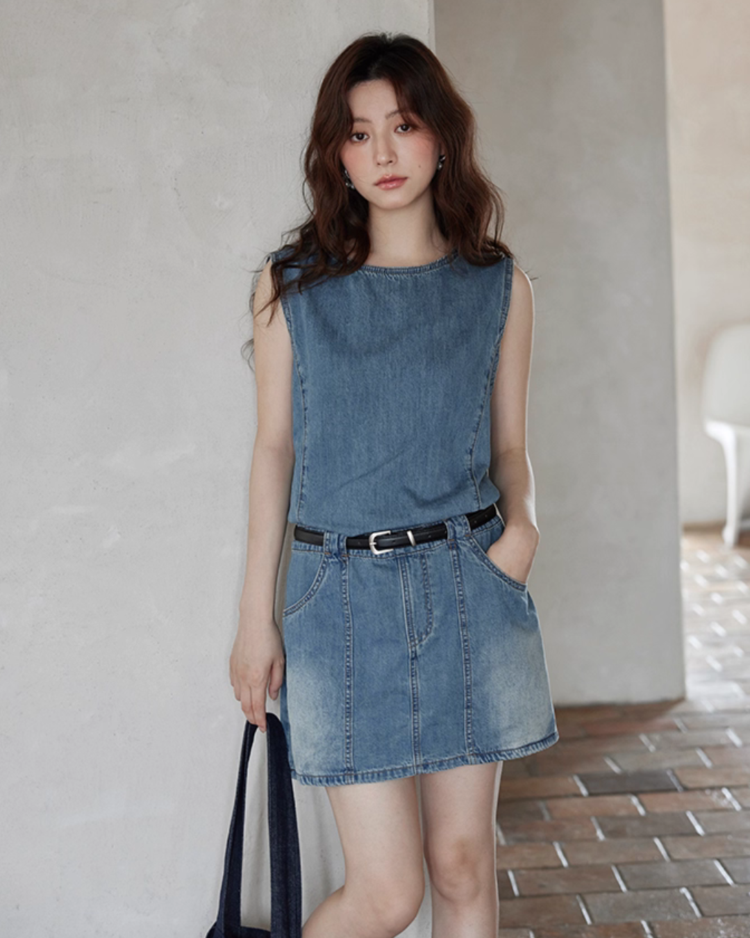 Sleeveless Denim Mini Dress SMS0016