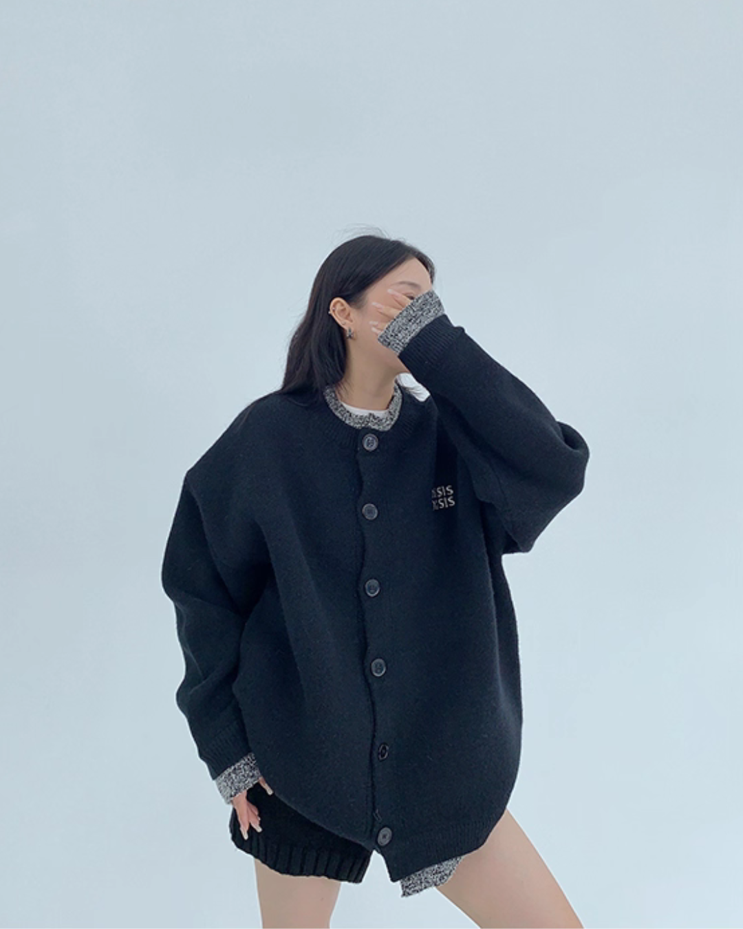 Layered Style Round Neck Knit Cardigan YLS0989