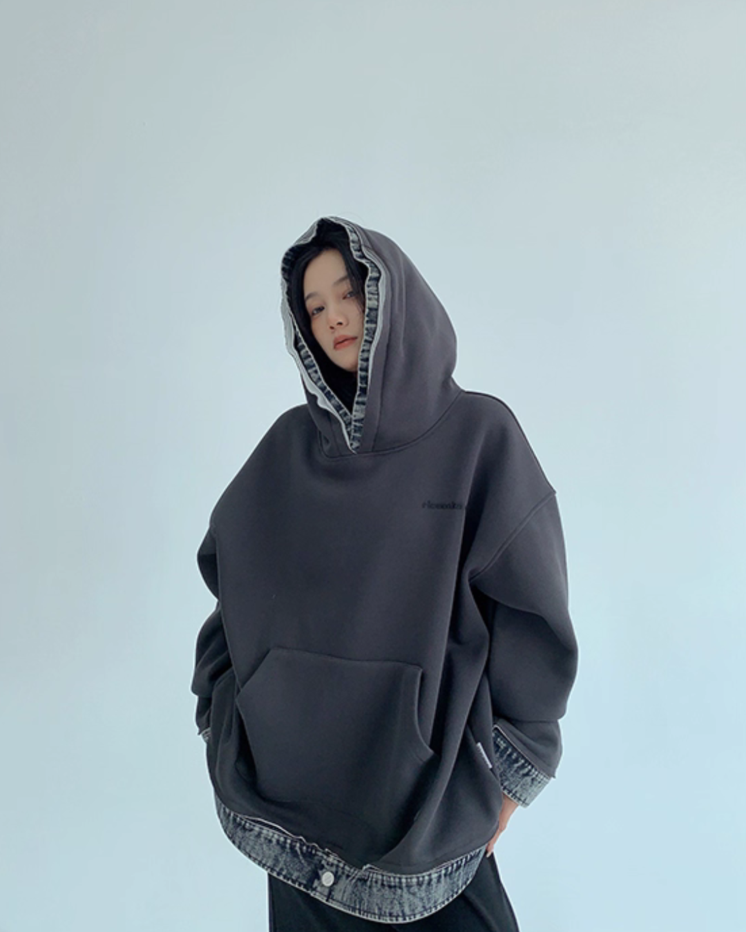 Layered-Style Sweatshirt Hoodie YLS0954