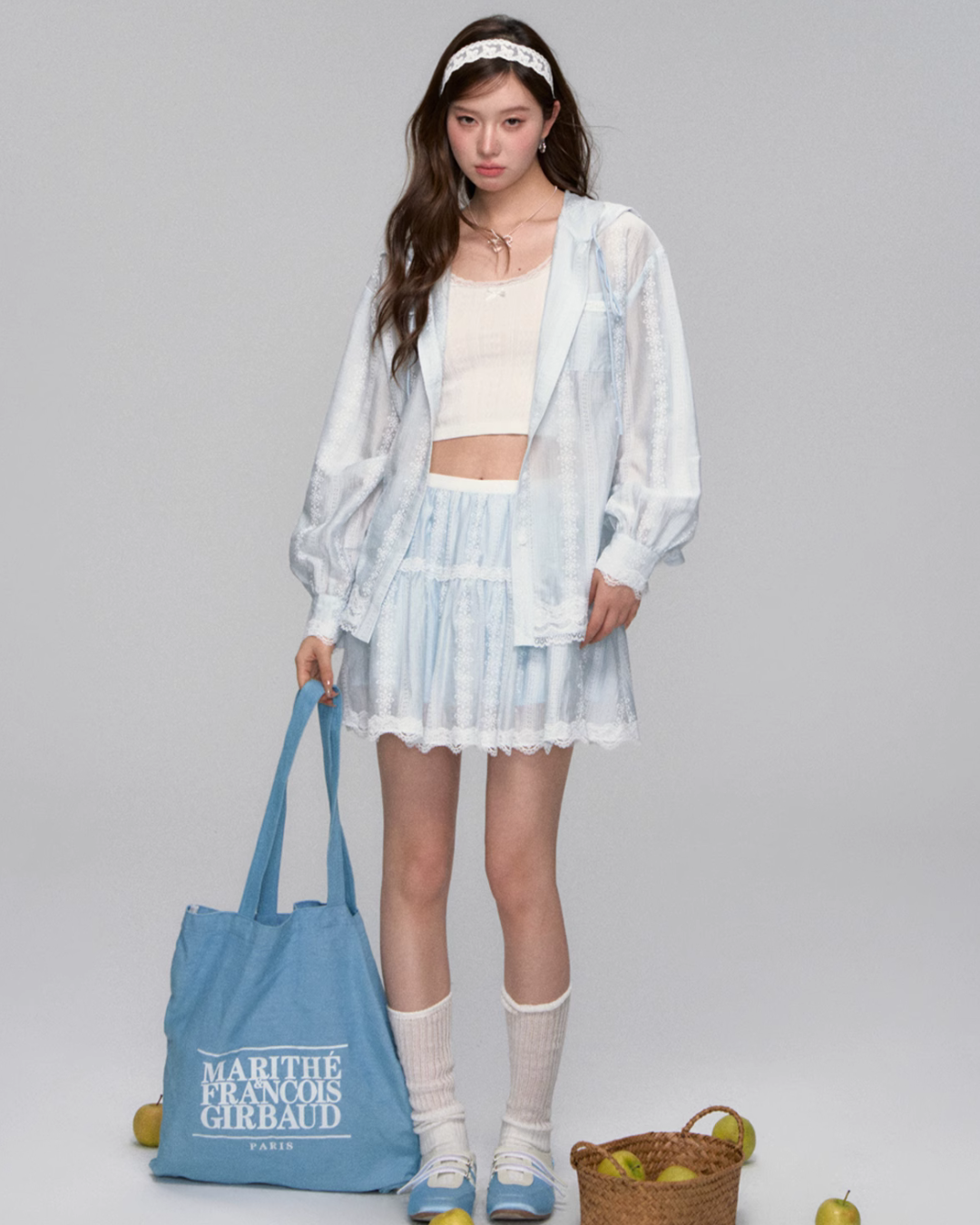 Sheer Windbreaker Jumper / Flare Skirt ASG0045