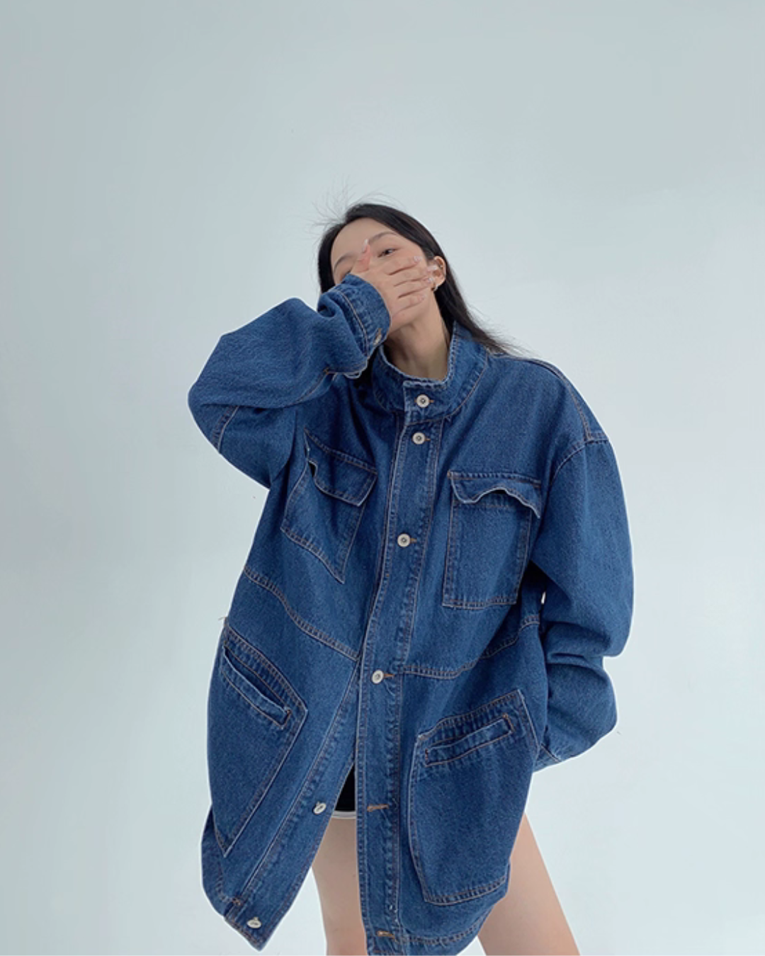 Stand Collar Loose Denim Jacket YLS0980