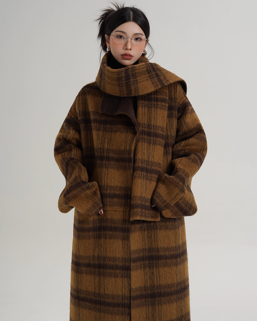 Plaid Long Wool Coat SRS0390