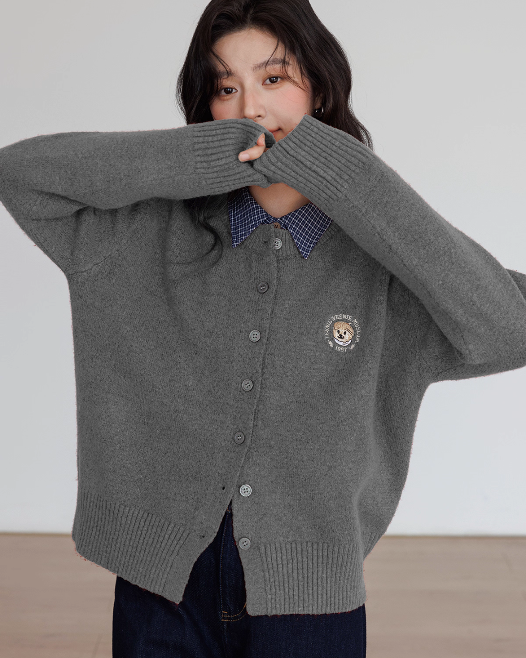 Round Neck Long Sleeve Knit Cardigan VAS0139