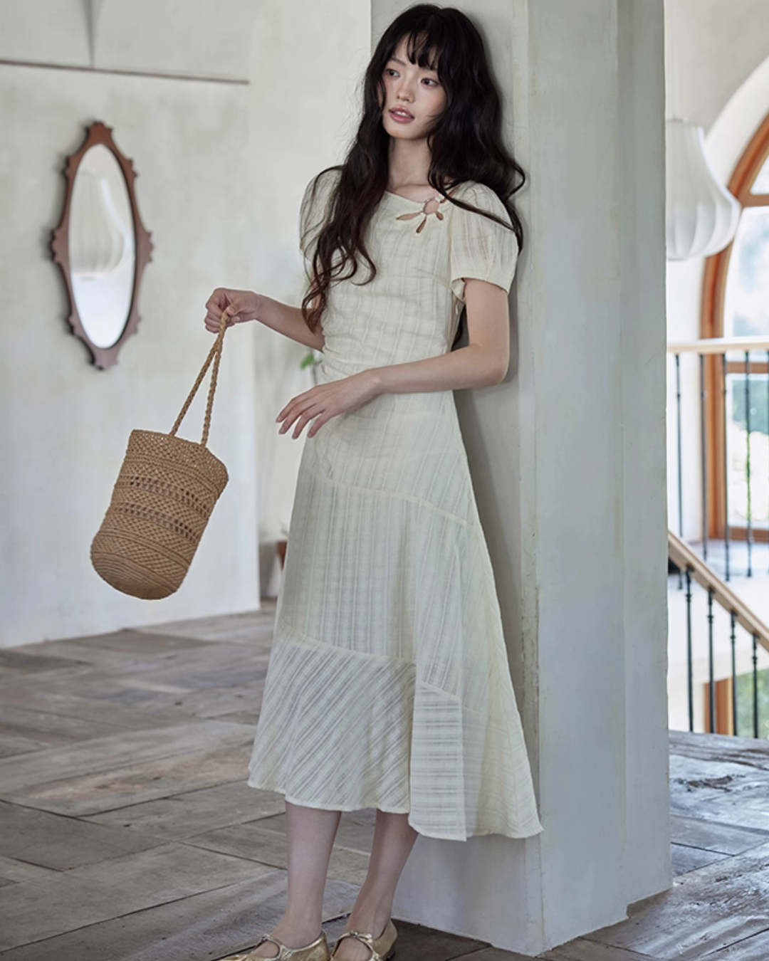 Cotton Apricot Long Dress SMS0026