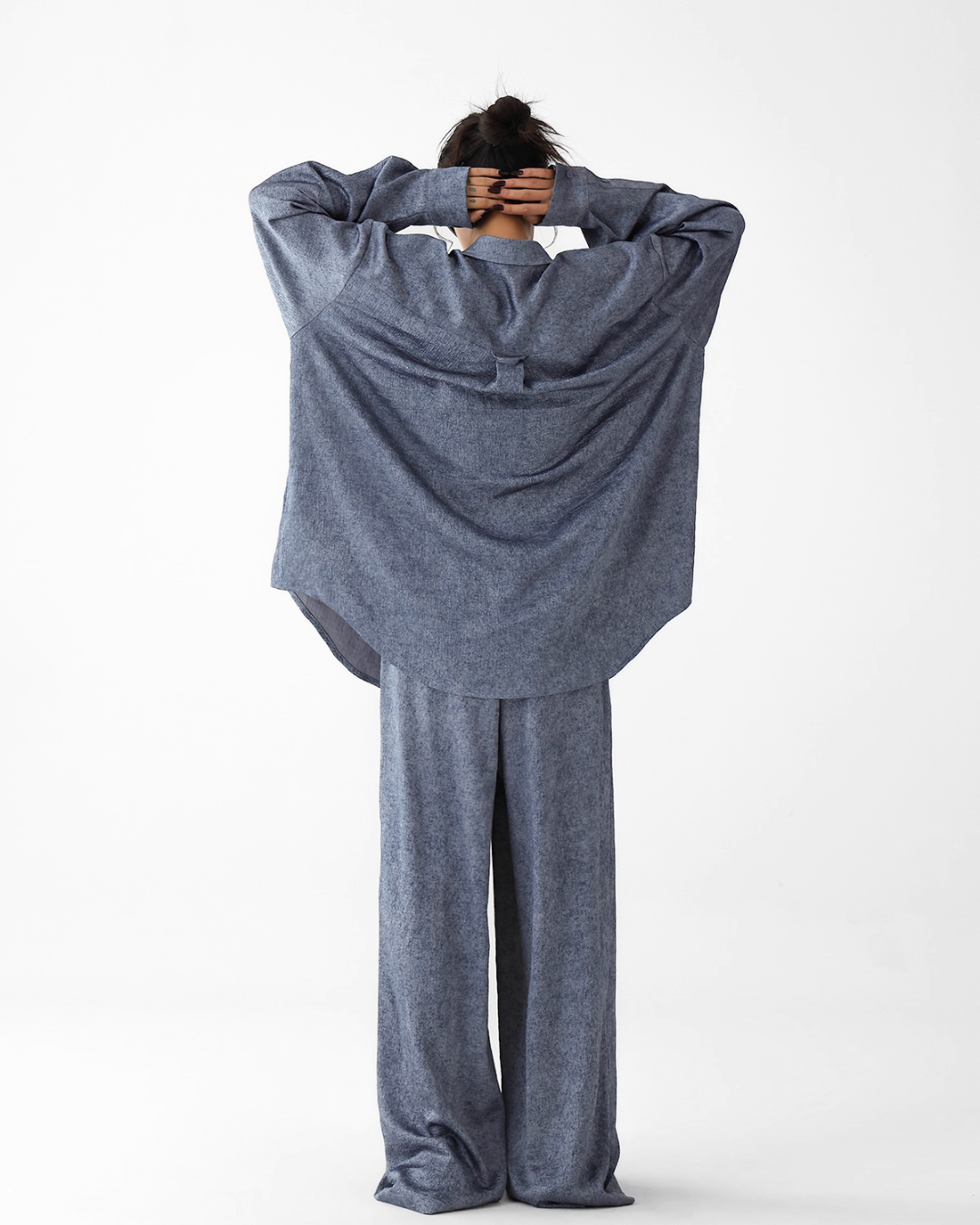Dark Blue Drape Shirt / Waide Long Pants ACS0264