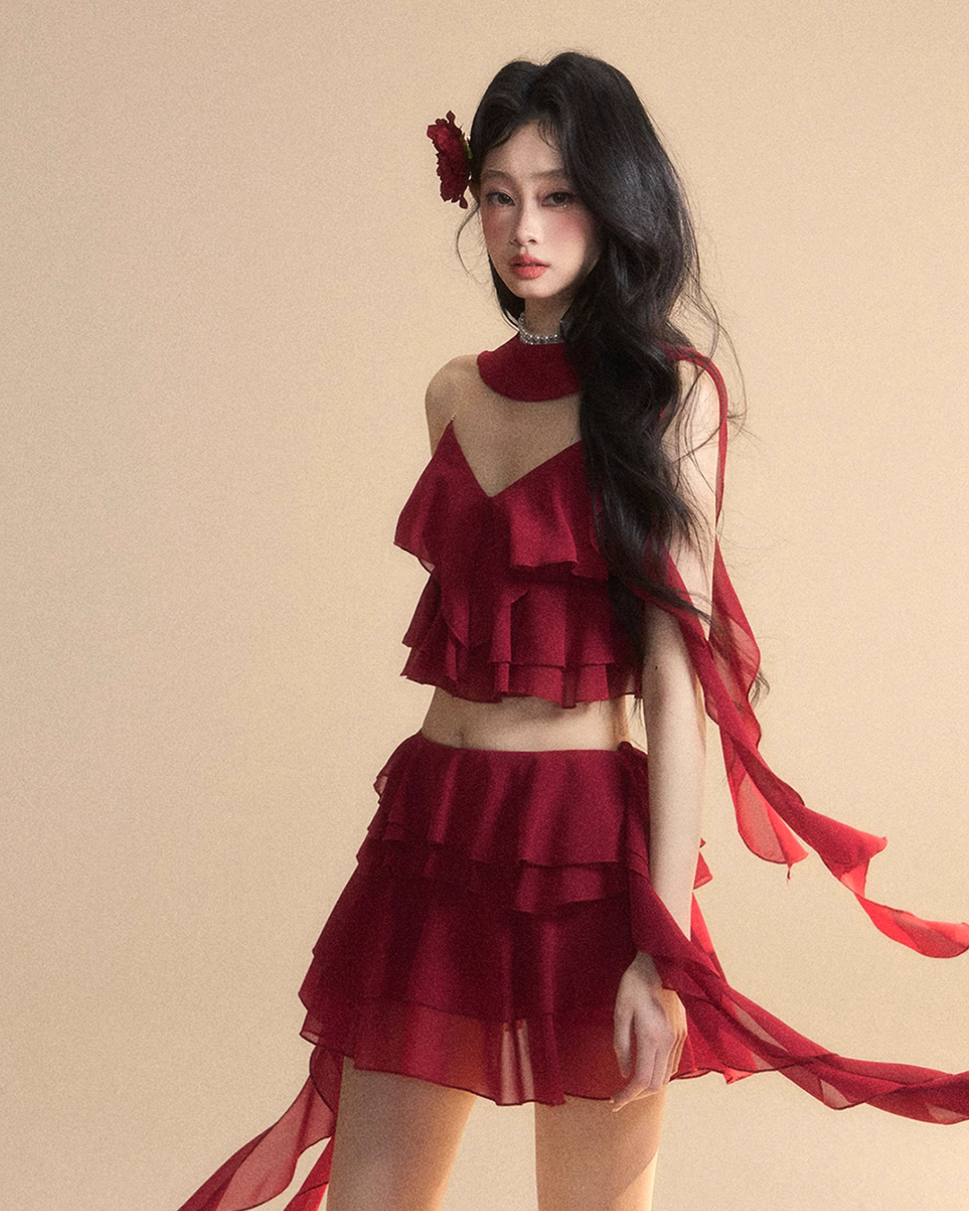 Chiffon Ruffle Tops / Chiffon Skirts LAS0019