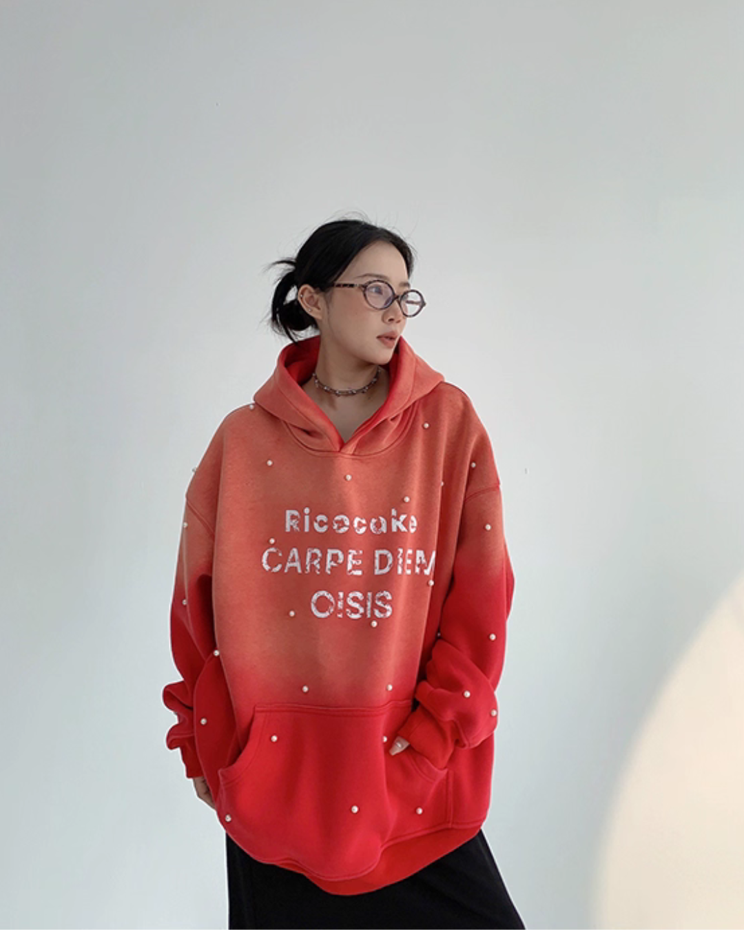 Gradient Studded Sweatshirt Hoodie YLS0987