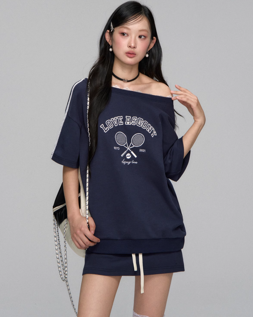 One Shoulder Sweat Top / Sweat Mini Skirt ASG0044