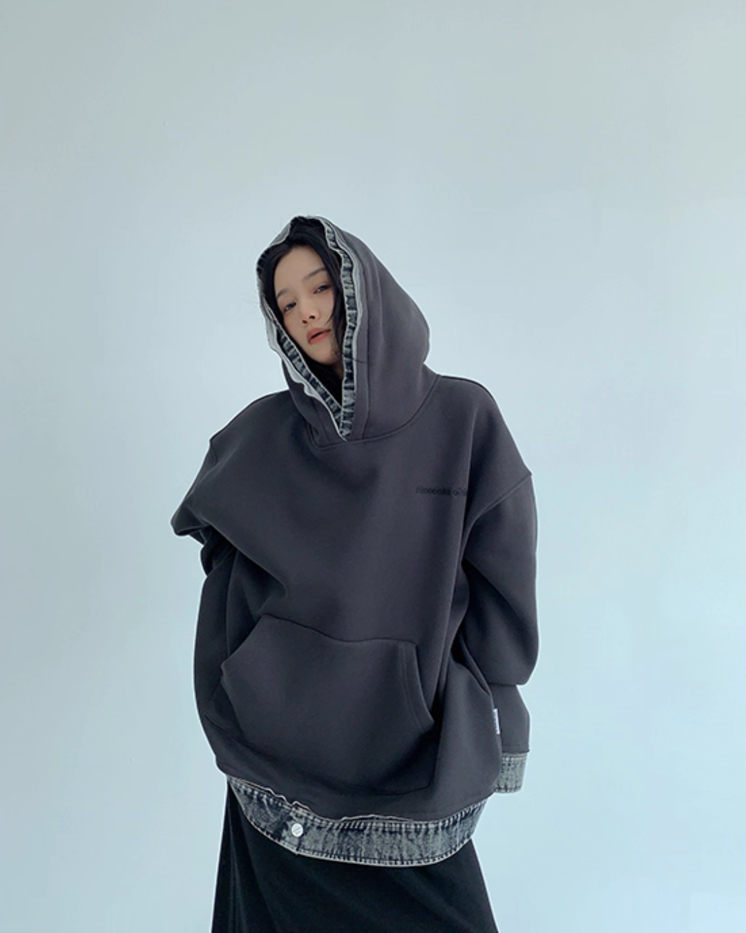 Layered-Style Sweatshirt Hoodie YLS0954
