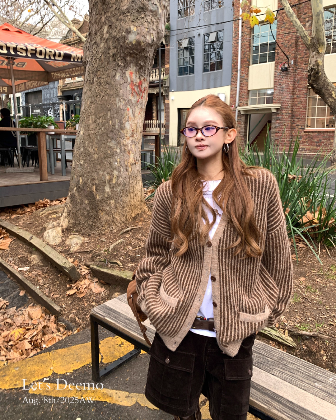 V-Neck Striped Cardigan DEM0017