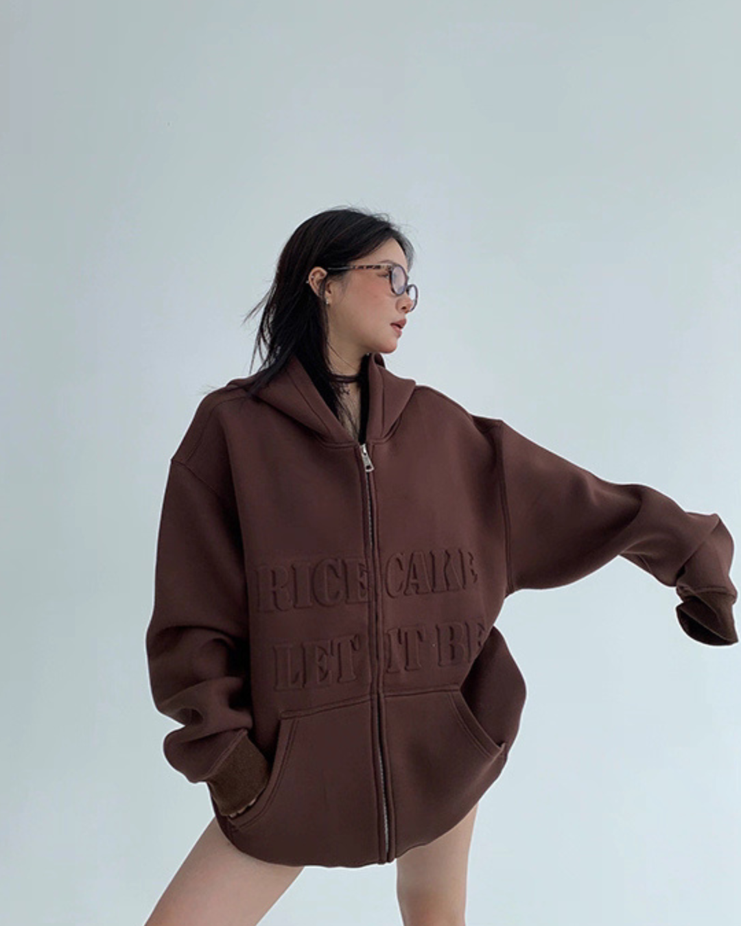 Embossed Logo Zip Hoodie YLS0910
