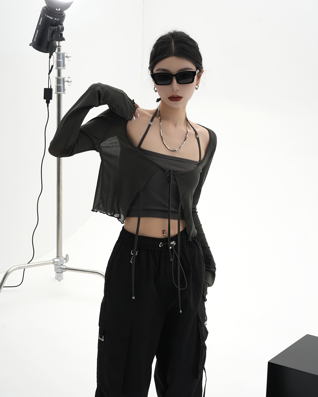 Layered Style Strap Ruffled Cardigan SRS0002