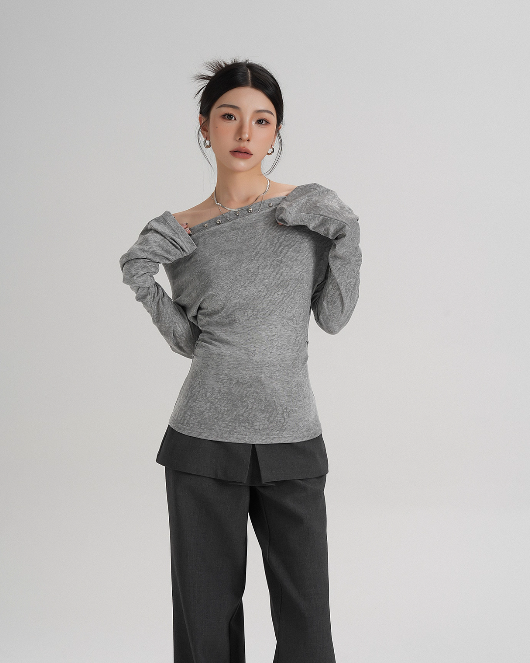 Off-Shoulder Long Sleeve Top SRS0354
