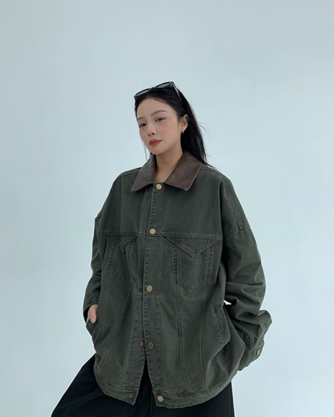 Leather Collar Military Jacket YLS0914