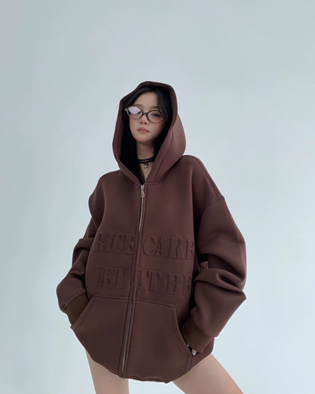 Embossed Logo Zip Hoodie YLS0910