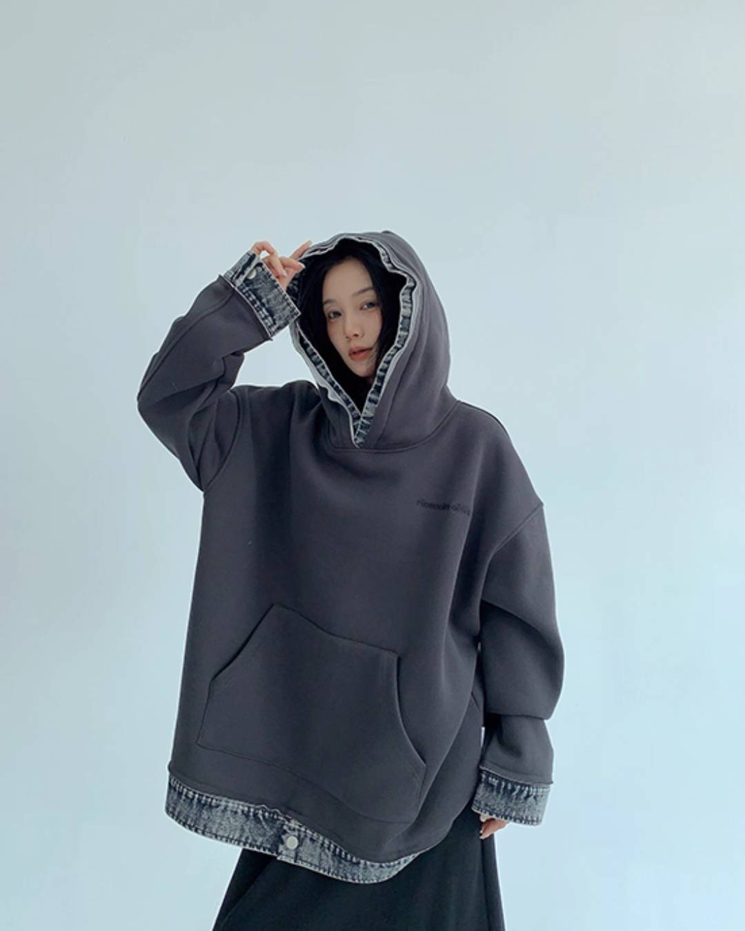 Layered-Style Sweatshirt Hoodie YLS0954