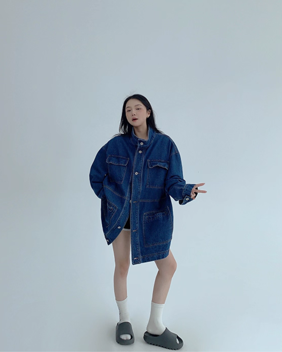 Stand Collar Loose Denim Jacket YLS0980