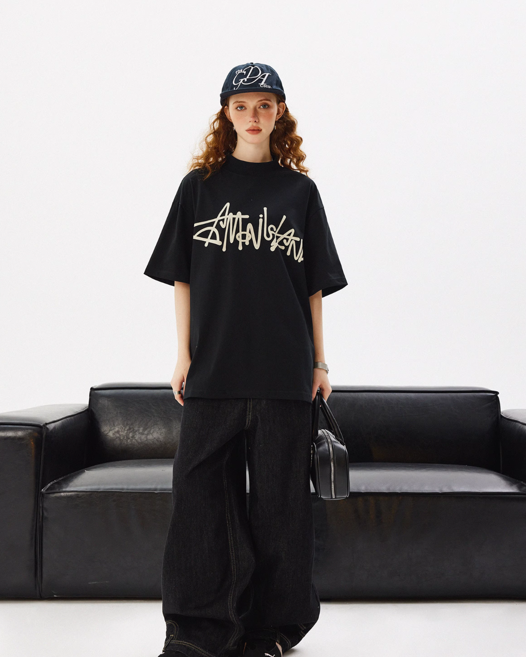 Logo Mock Neck Loose T-Shirt HGX0034