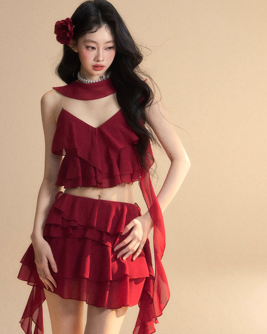 Chiffon Ruffle Tops / Chiffon Skirts LAS0019