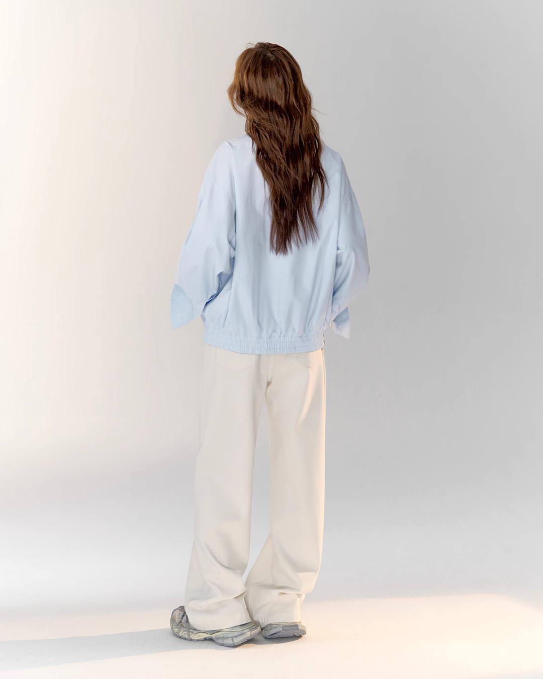 Light Sea Salt Blue Jacket / White Wide Pants ASG0021